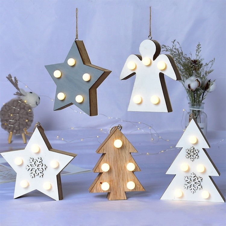 christmas decoration lights supplies wooden decoration with led lamp