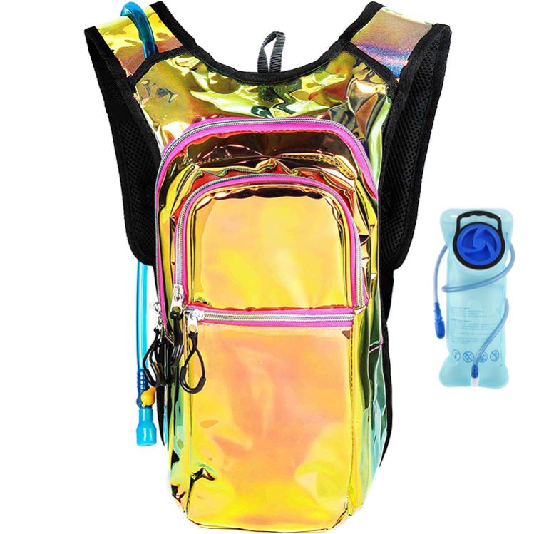 Osgoodway OEM Holographic Glitter Laser Rave Hydration Pack Backpack with 2l Bladder