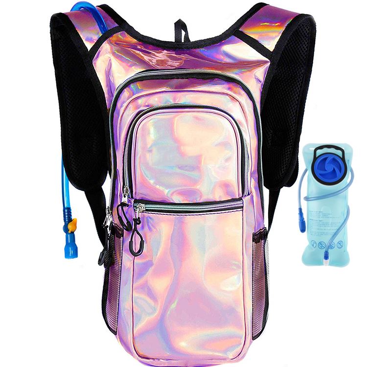 Osgoodway Pink Custom Logo Hydration Backpack Holographic Hiking Backpack with Hydration System
