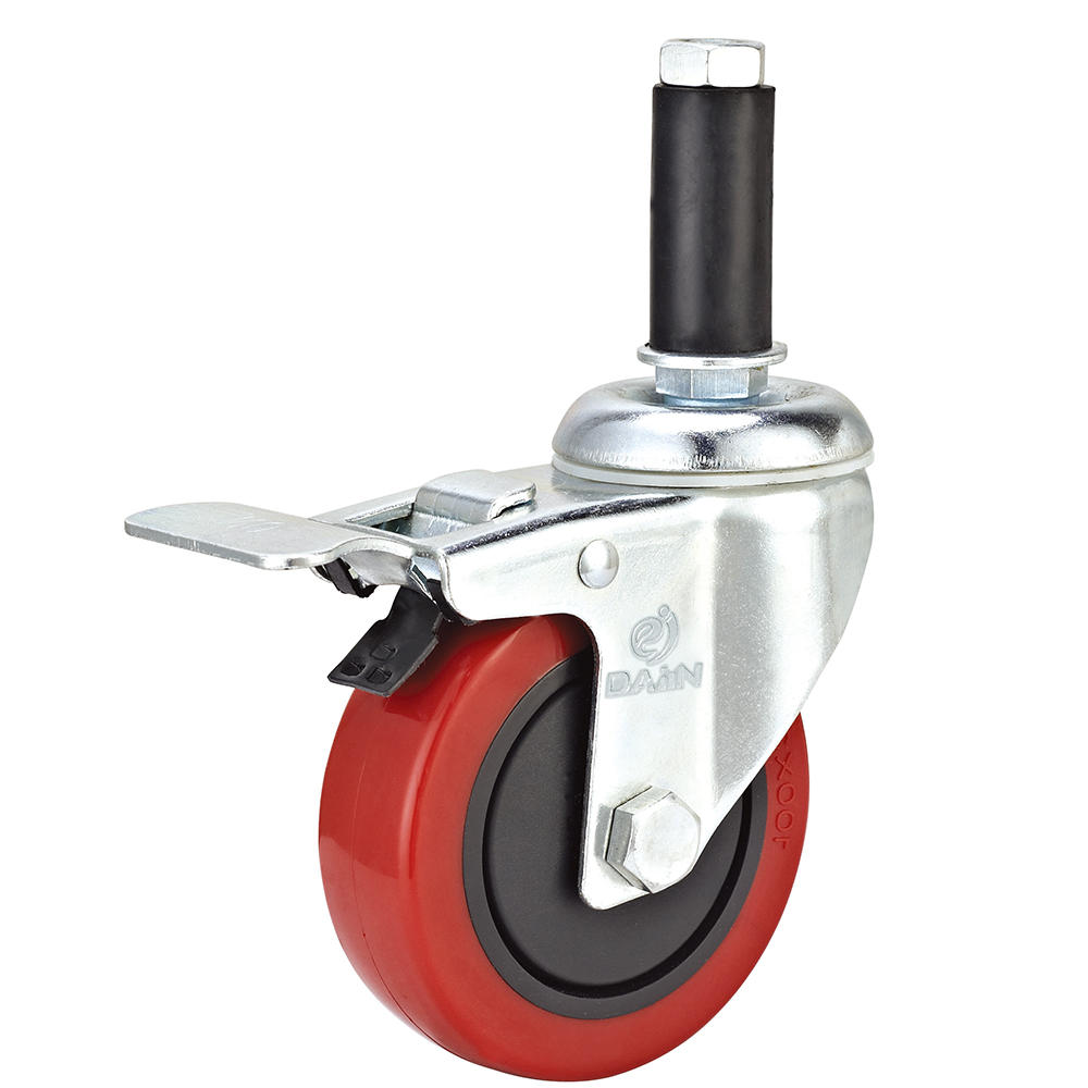 Retractable Adaptor Stem Caster with Total Brake for industrial