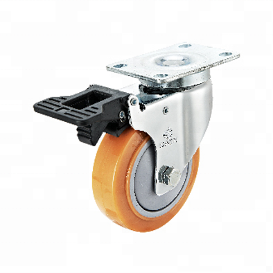 Medium Duty Orange PU Caster Wheel For Logistic Industry