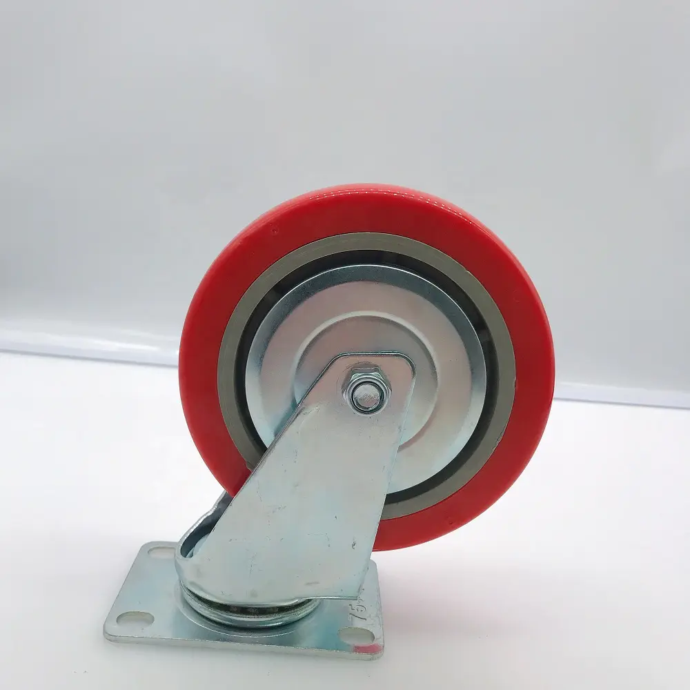 Korean Style Wheel Locking Brake Red PVC Plastic Universal Rotation Caster Wheel for Hand Cart