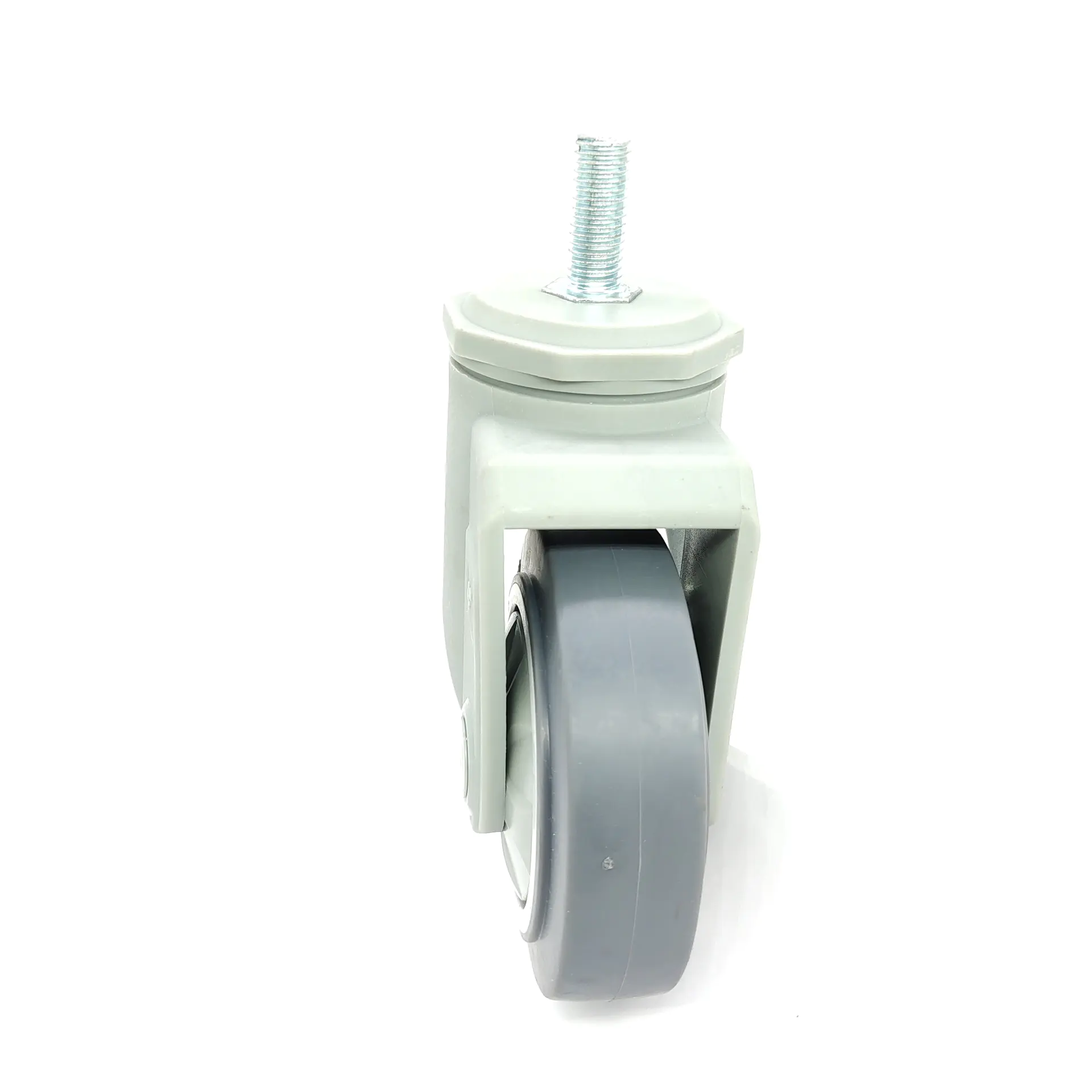 Medium Duty 4 Inch 100 mm Thread Guard High Strength Nylon Bracket Threaded Stem Elastic Grey TPR Caster Wheel