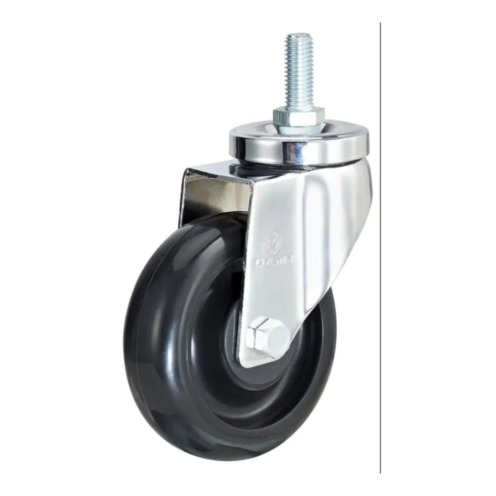 Threaded stem antistatic ESD black PU swivel caster wheels