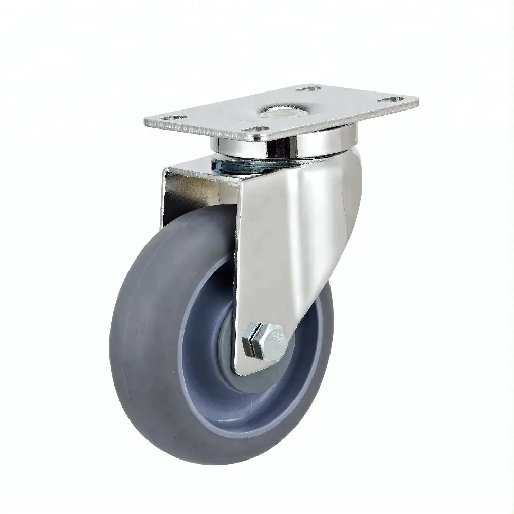 100mm 110kgs Load Capacity Double Ball Race Bearing Fixed Thermoplastic Rubber Hand Cart Wheels