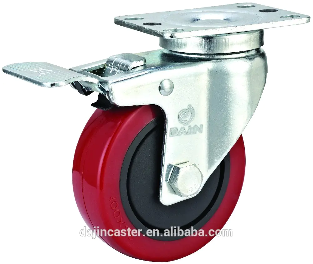 3/4/5 inch medium duty PU plate caster wheels for carts