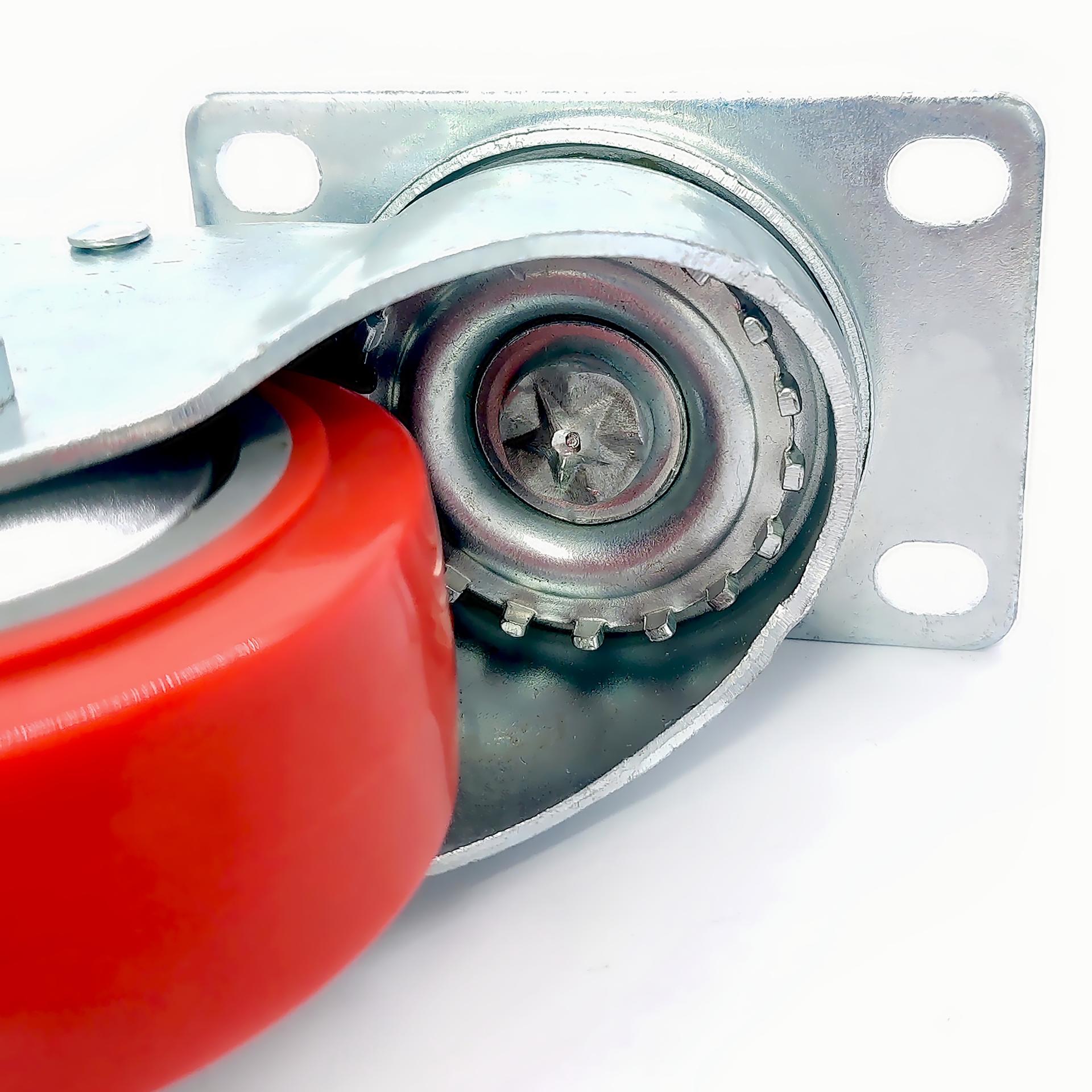 Single ball bearing red PU caster & wheel
