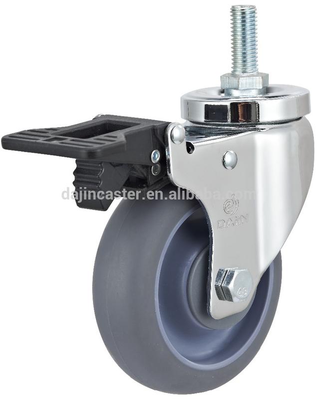 M12 threaded stem double bearings casters with brake