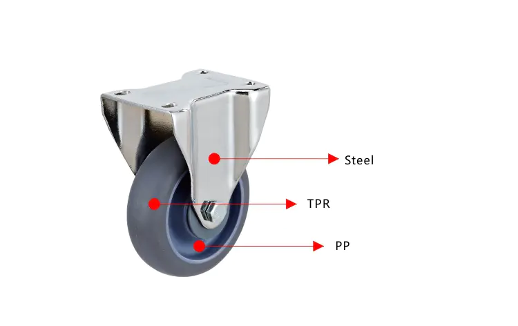 5 Inch Threaded Stem Swivel Ball Bearing Silent Plastic Soft Rubber 100kg Loading Capacity TPR Material Castor Wheels