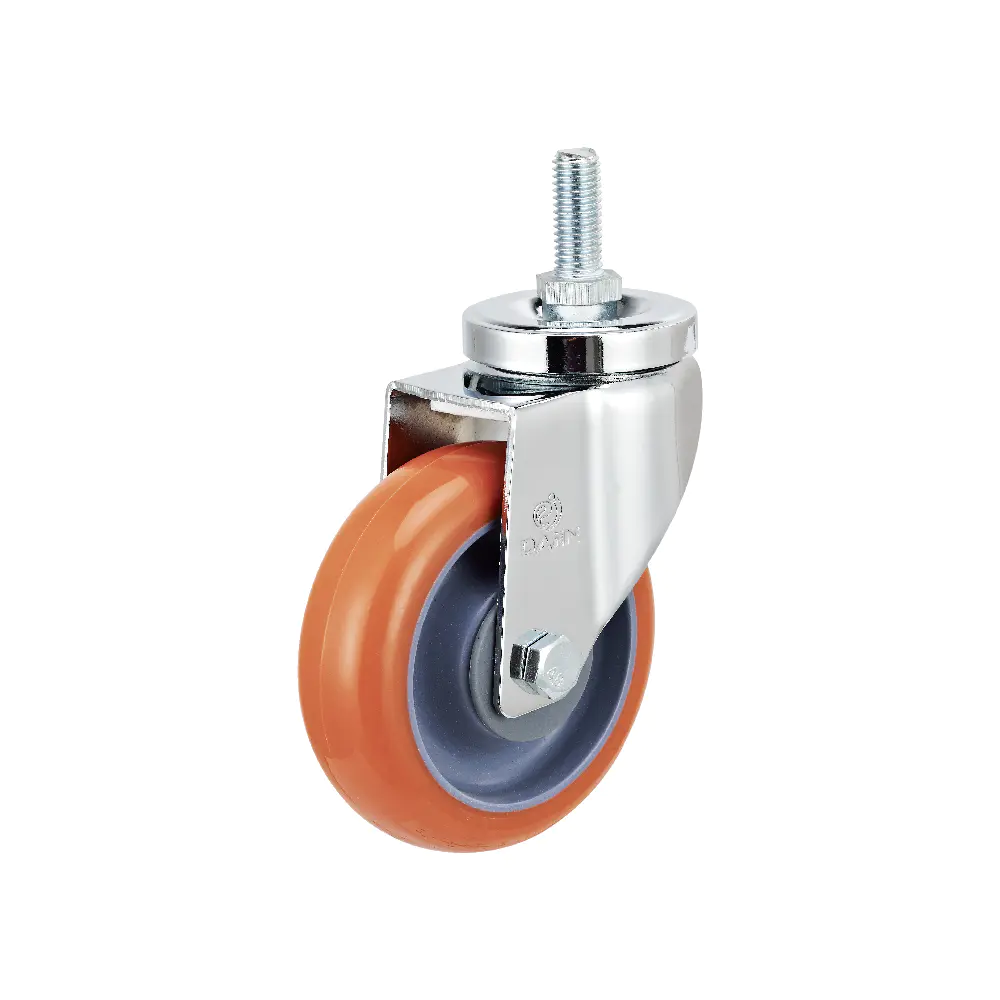 Wholesale Threaded Stem Swivel 4 Inch Orange Plastic Caster Wheels