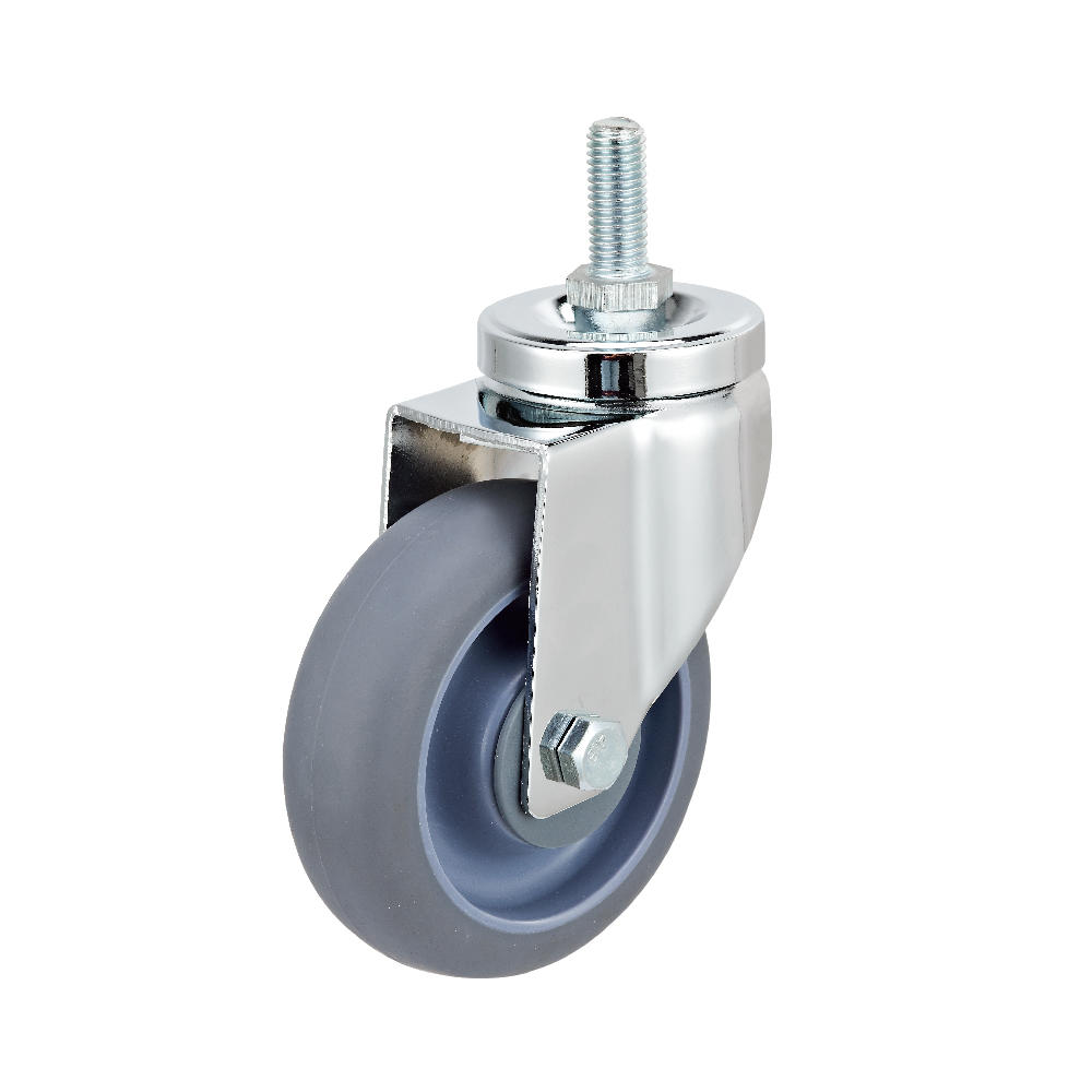 Non-marking 4 inch TPR rigid double steel bearing caster wheels