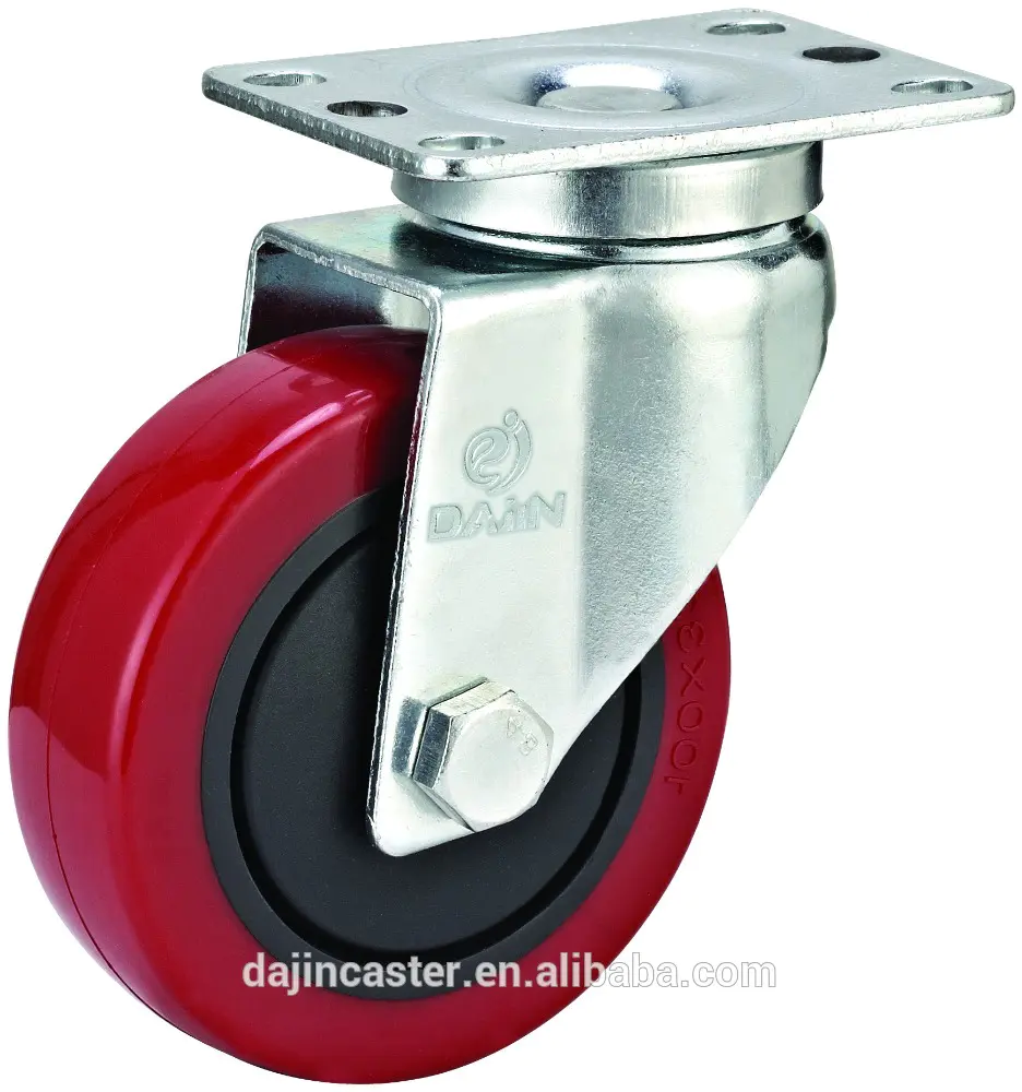 3,4,5 inch industrial Red PU caster wheel furniture caster