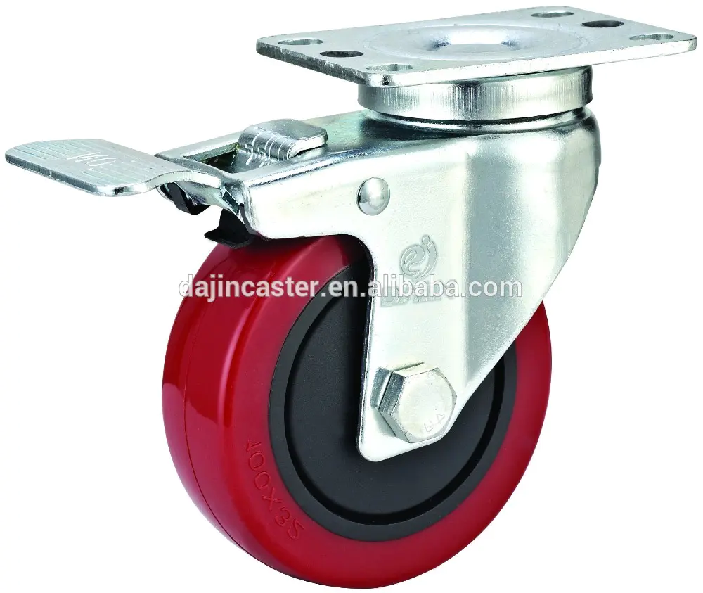 4 inch Swivel PU Industrial Casters with brake and lock