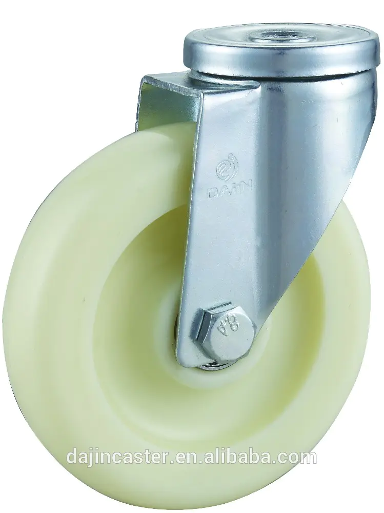 3 Inch Bolt Hole Swivel With Locking Brake White Polypropylene Wheel with Zinc Plated Castors For Handling Trolleys