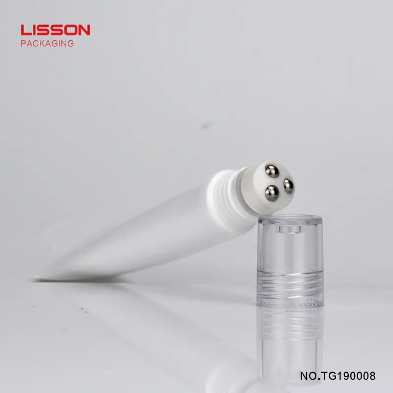 Factory price 15ml plastic cosmetic massage tube for eye cream essence with 3 triple roller ball applicator