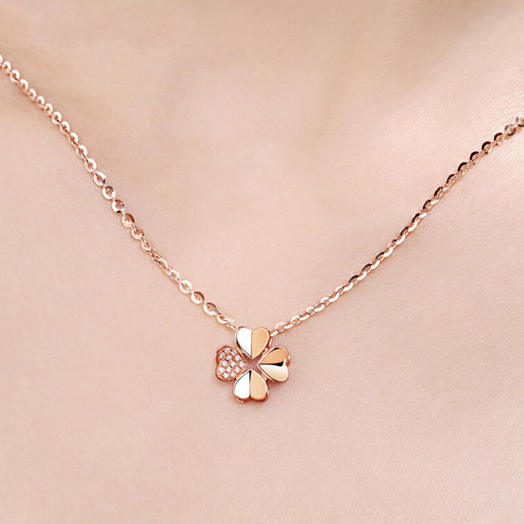 product-925 Sterling Silver Four Leaf Clover Chain Necklace Gold Plated-BEYALY-img-3