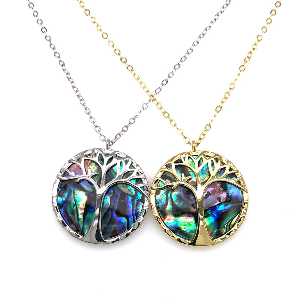 New Design Abalone Shell Necklace Hot Jewelry, Round Tree Of Life Necklace