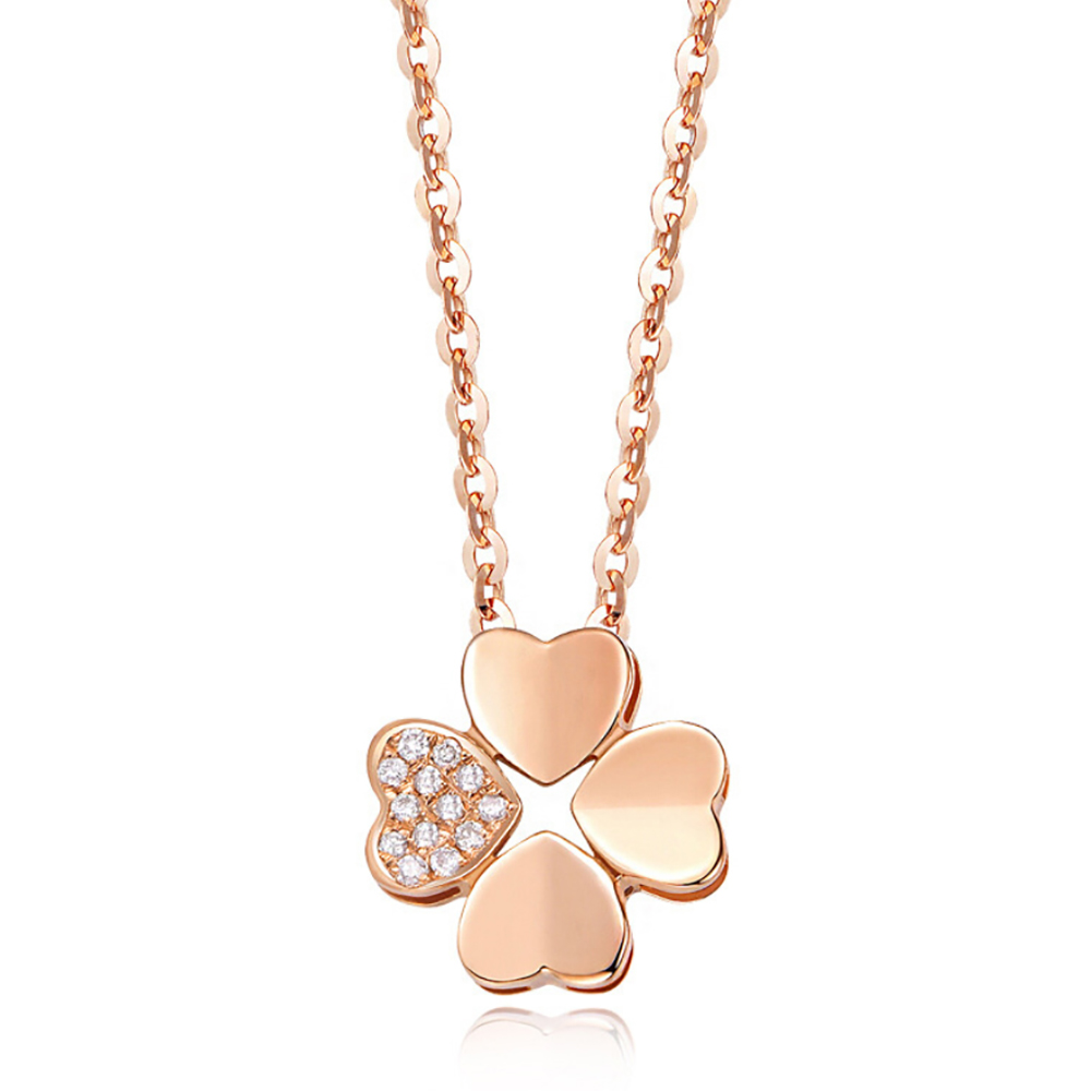 925 Sterling Silver Four Leaf Clover Chain Necklace Gold Plated