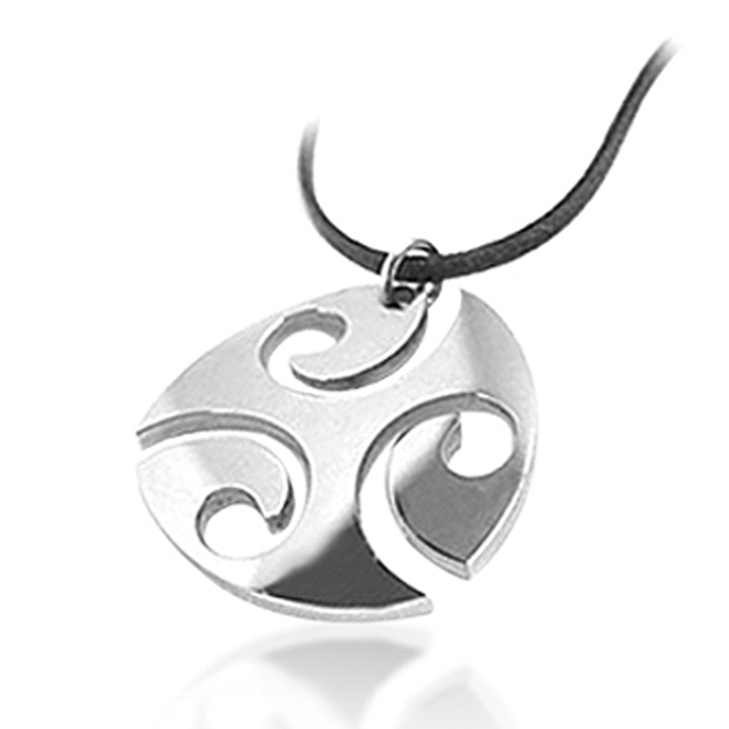 Eco-Friendly Carved Round Stainless Steel Tribal Pendant Necklaces
