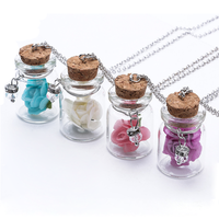 Glass Bottle Custom Women Pendant Jewelry Fashion Real Rose Necklace