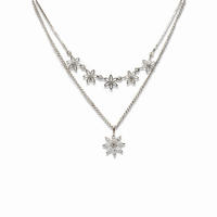 Fashion Hollow Design Tracery White Gold Cz Flower Chains Necklace