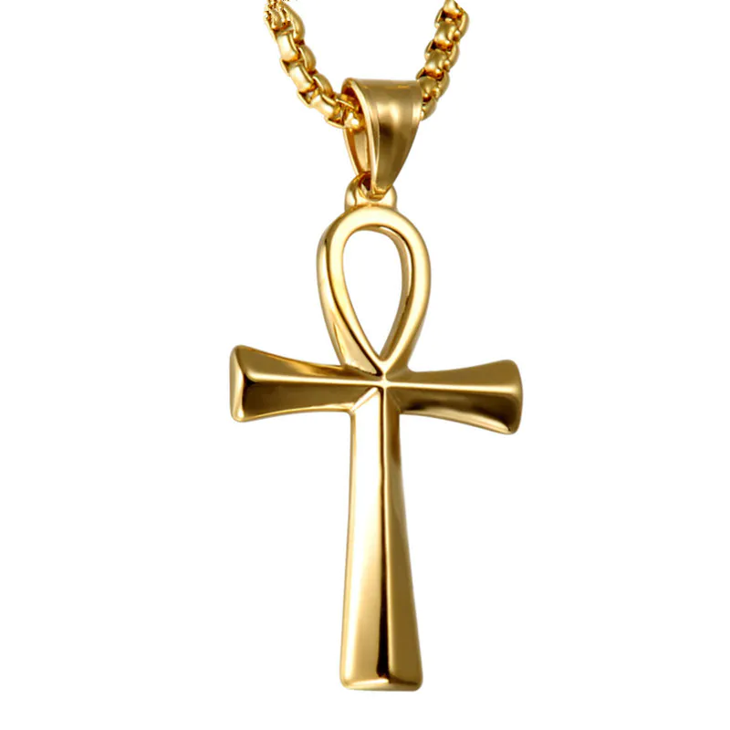 316L Stainless Steel IP Plating Ankh Pendant Necklace Jewelry