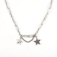 Pentagram Necklace Thai Silver Personality Chain Choker Female Marcasite Necklace