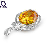 Fashion silver pave setting cz yellow or green faceted stone jewelry