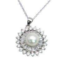 Sterling Silver Pearl Sunflower Jewelry, AAA CZ Sunflower Necklace