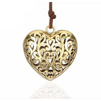 Hollow engraved heart cuban link chain hip hop necklace