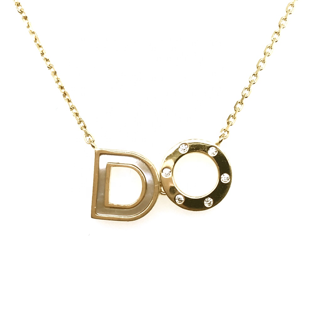 Custom Design Gold Chains Word "DO" Shape Charm Necklace Jewelry Wholesale