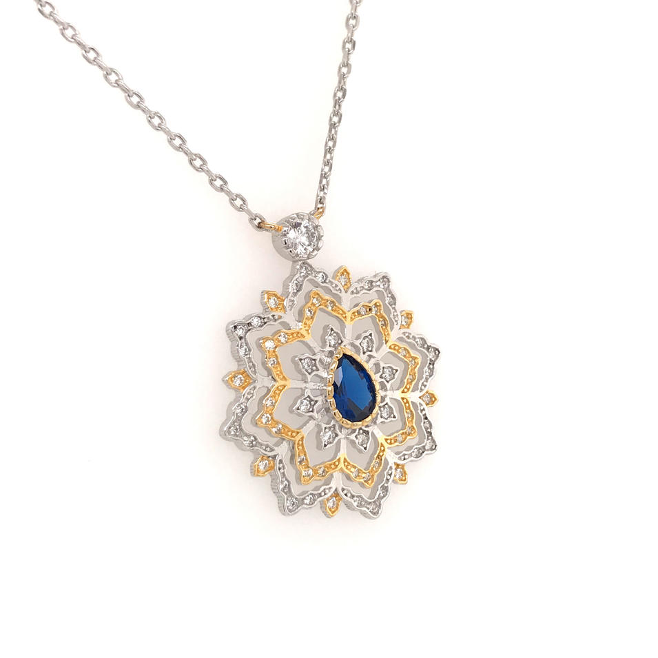 Silver And Gold Plating Four-Layer Flower Design Pendant Necklace Women