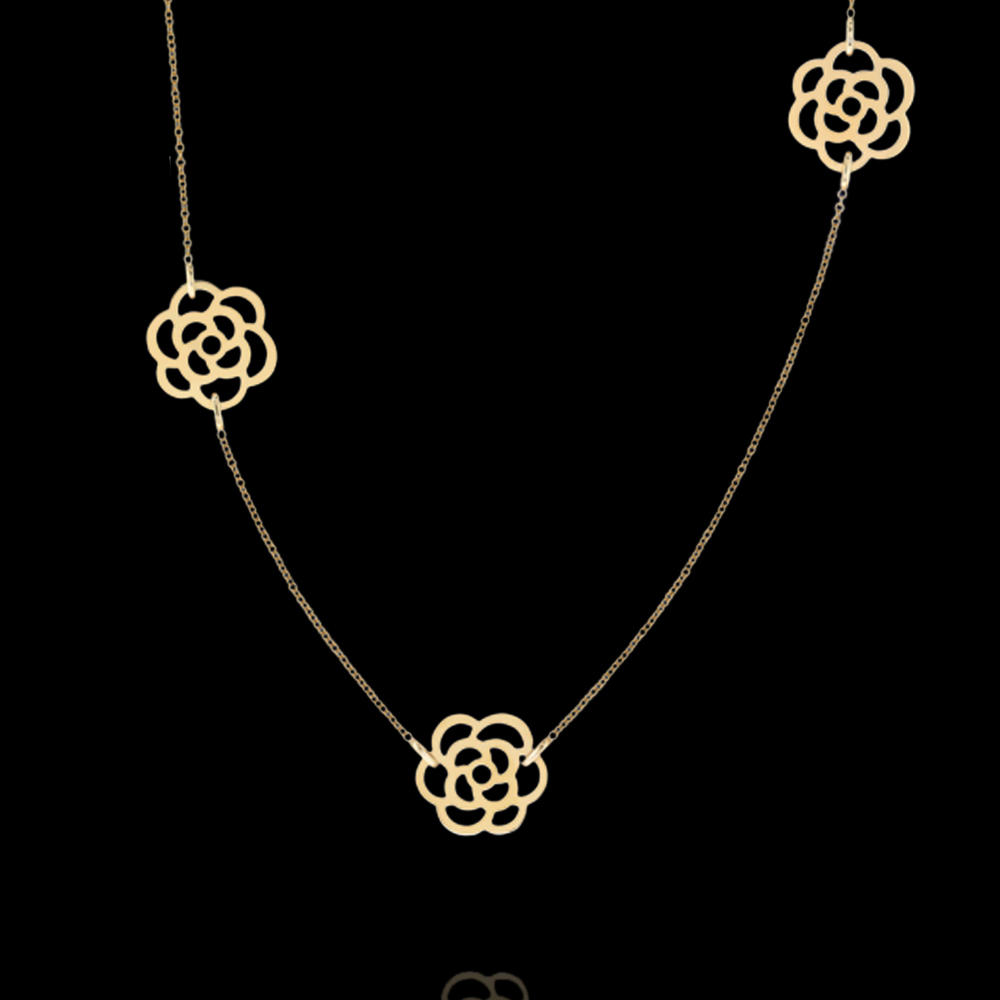 product-BEYALY-Gold rose flower design silver jewelry ribbon choker necklaces-img-2