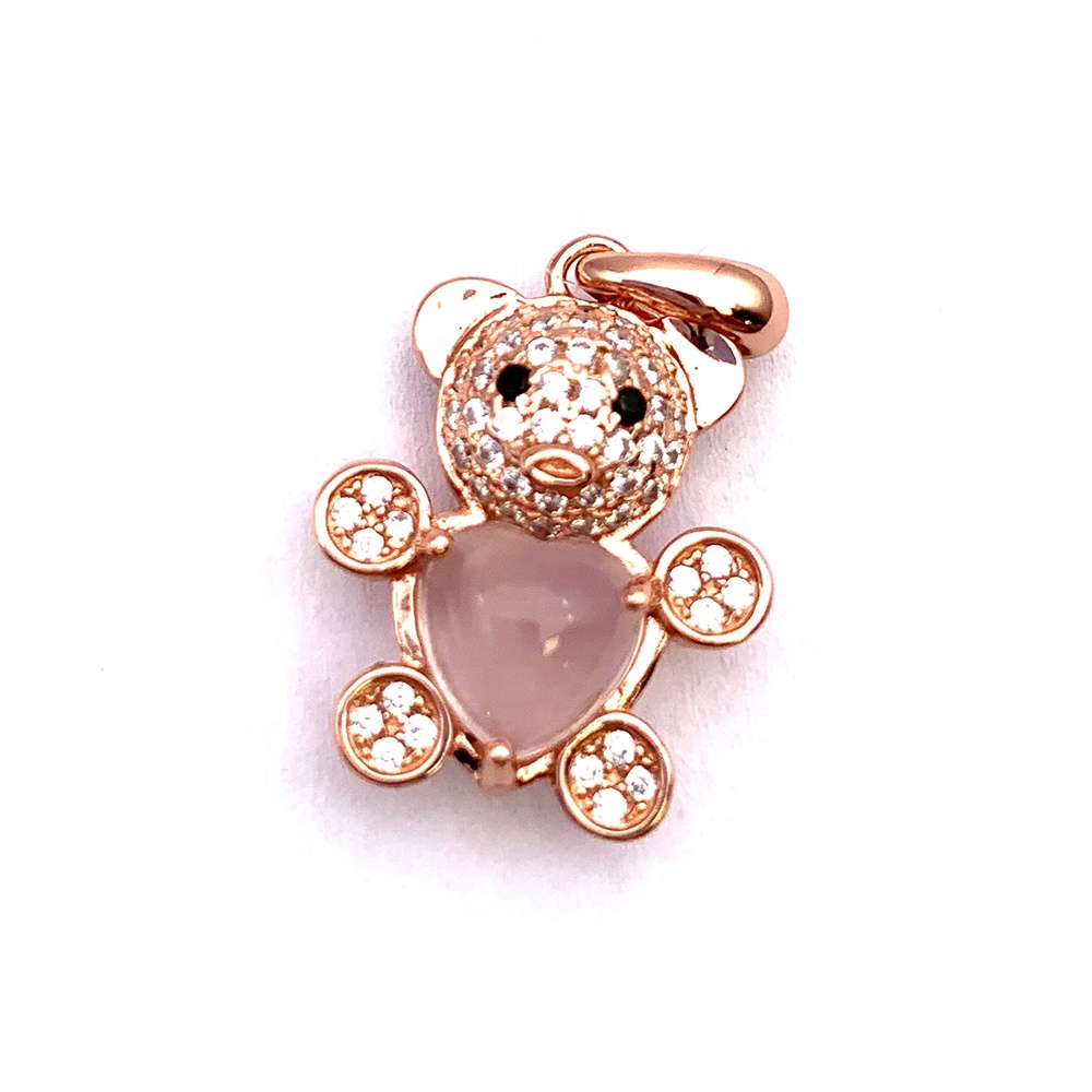 Dignified 18K Rose Gold Plated Bear Doll Pendant Necklace For Girls