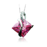 Custom design pink diamond stone necklace 925 silver bisuteria