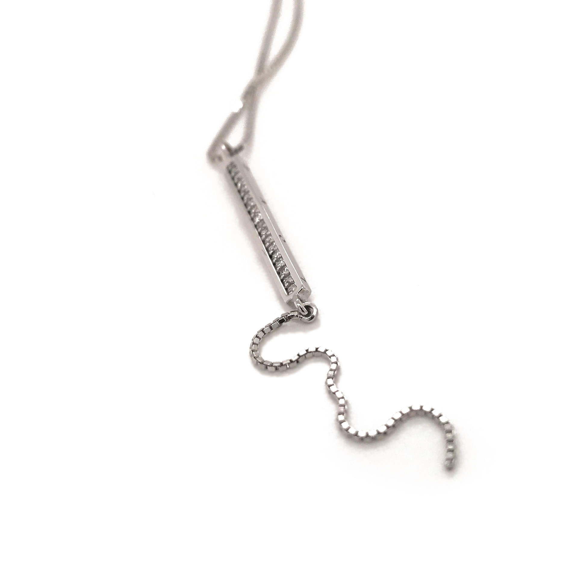 product-BEYALY-Ladies Elegant Vertical Long I Alphabet Design Silver Chain Necklace-img-2