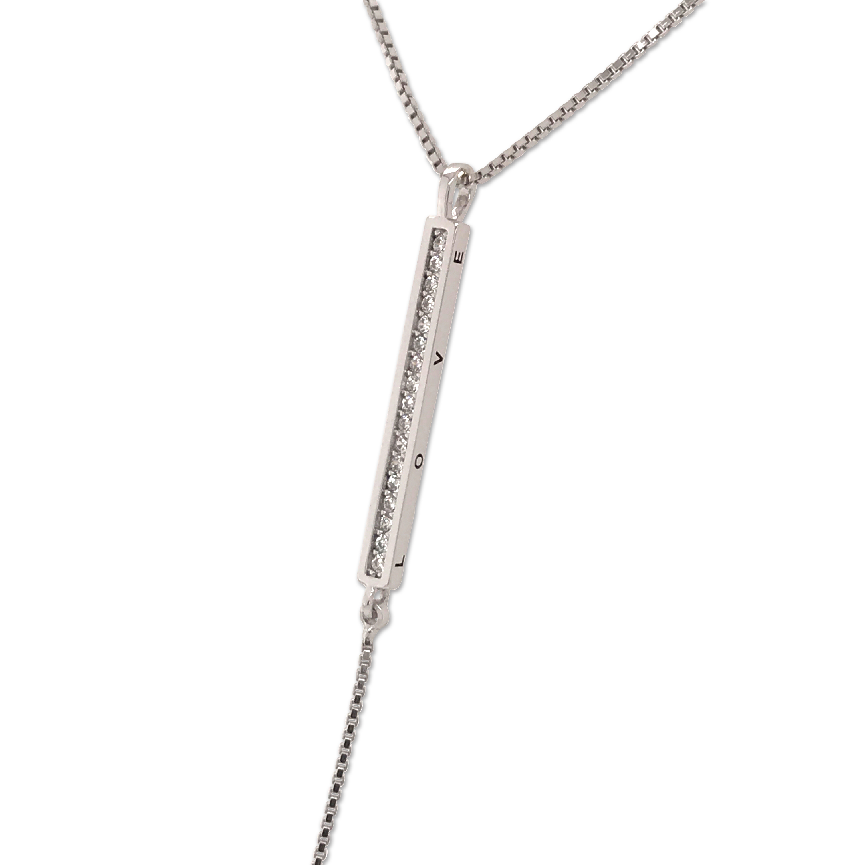Ladies Elegant Vertical Long "I" Alphabet Design Silver Chain Necklace