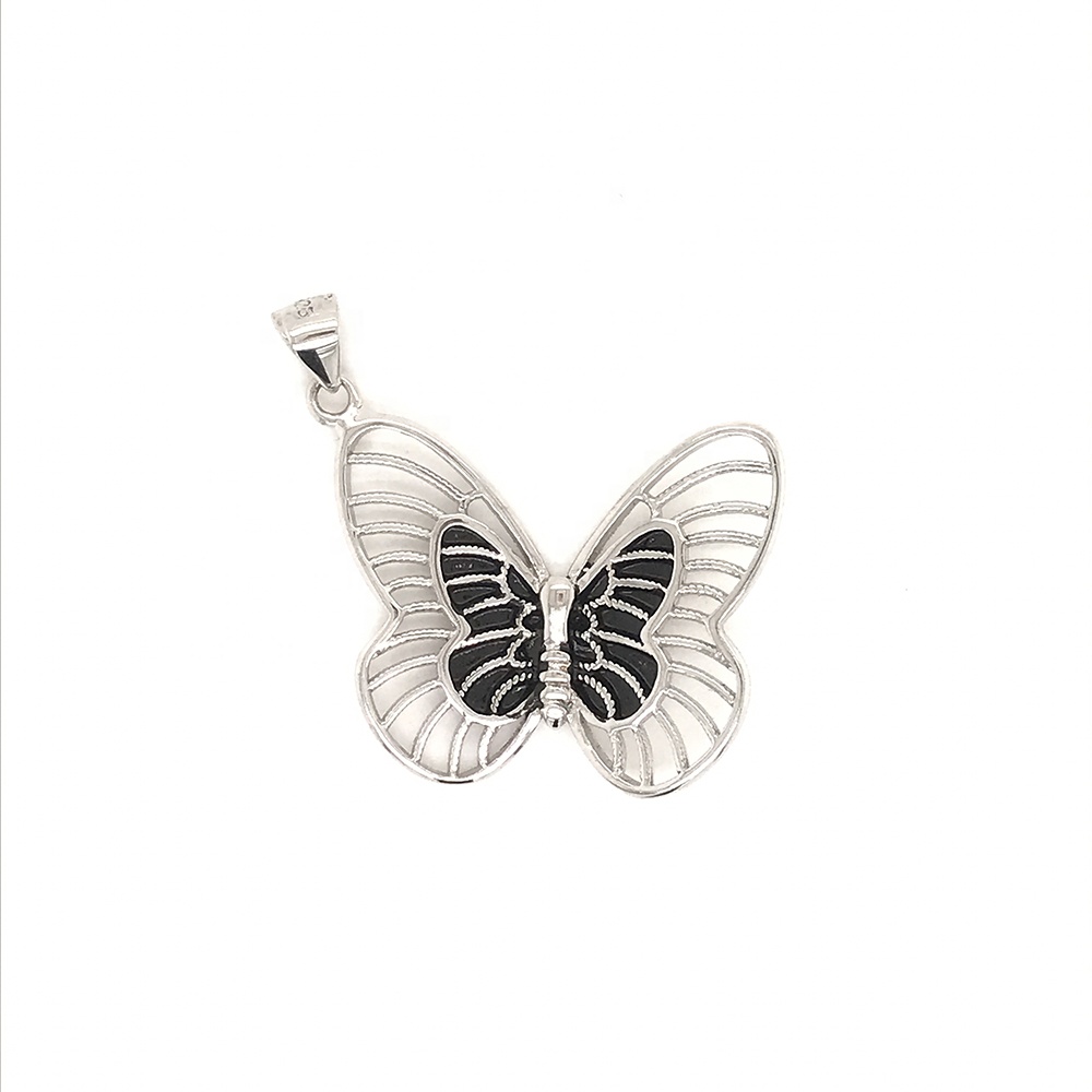 925 Sterling Silver Cz Charm Pendant, White Gold Butterfly Crystal Beads Necklace Pendant, Diamond Butterfly Necklace