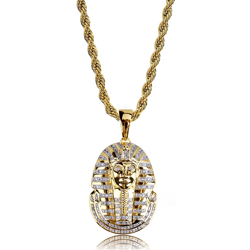 Chic Engraved Handmade Gold Pharaoh Necklace Hiphop Jewelry