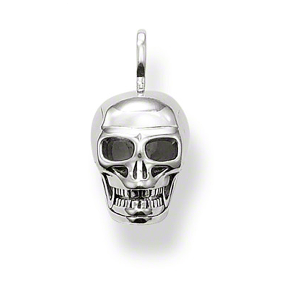 Dignified shiny skull carved 925 sterling silver men chain
