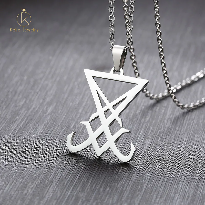 Silver stainless steel necklace with unique pattern for men and women PN-1129