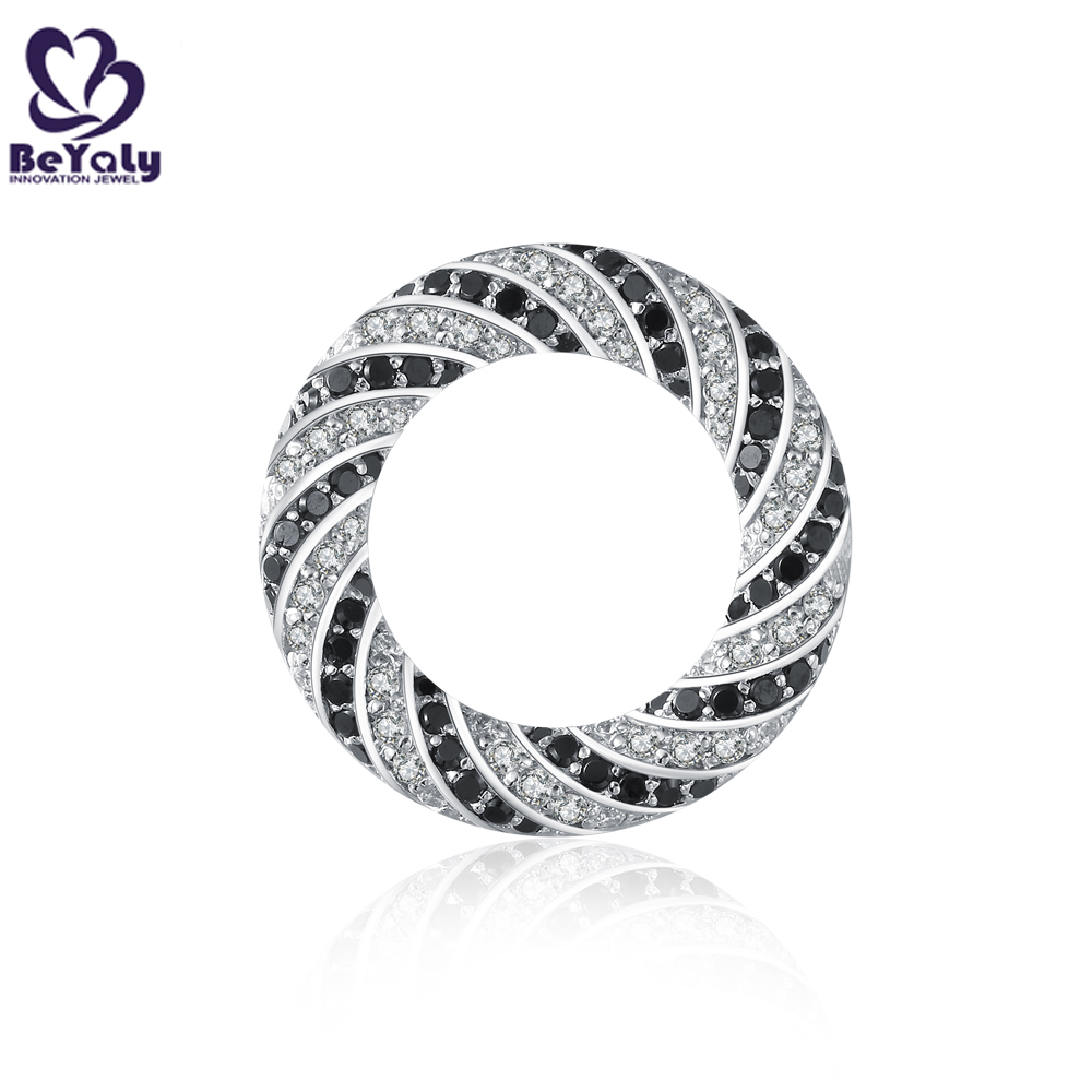 Sun shape hollow design black and white cz silver jewelry