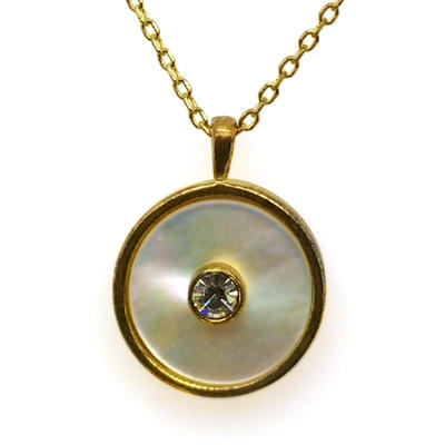 Wholesale Round Shape Silver 925 Disc Necklace Gold Plated Jewelry