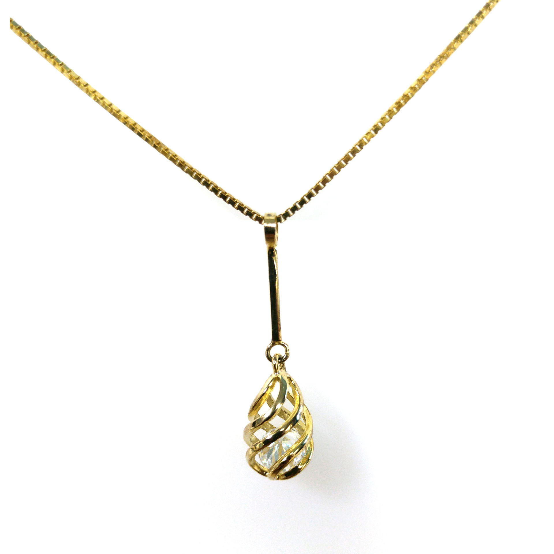 product-Delicate Gold Hollow Design Tracery Cz Cage Pendant Necklace For Women-BEYALY-img-3