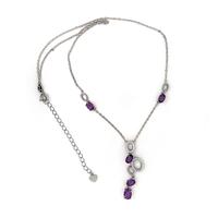 A String Of Bubbles Design Necklace, Oval Shape Violet Gemstones Silver Jewelry Female