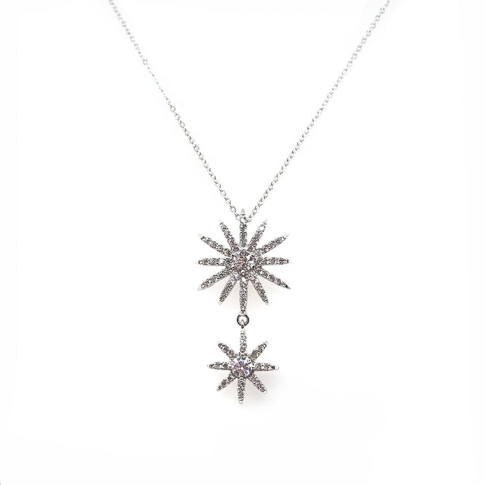 product-BEYALY-Fashion Star Sun Shape Silver Chain Cz Love And Peace Necklace Couple-img-2