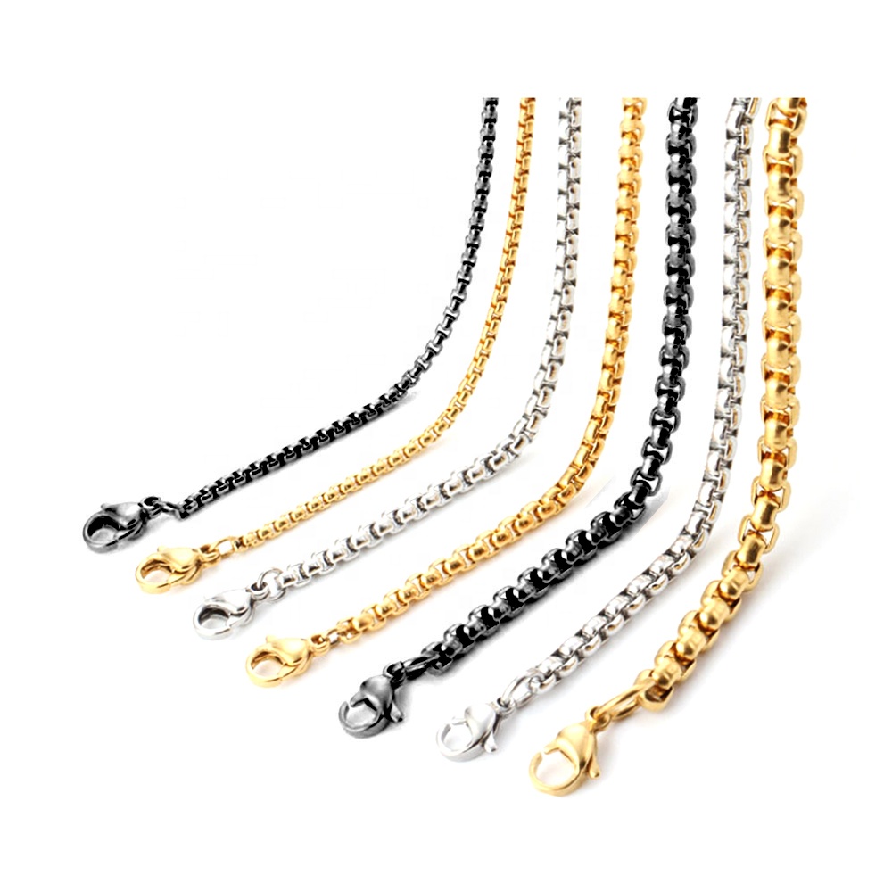Never Fades Square Cross Chain, Interlocking Chain Jewelry Stainless Steel