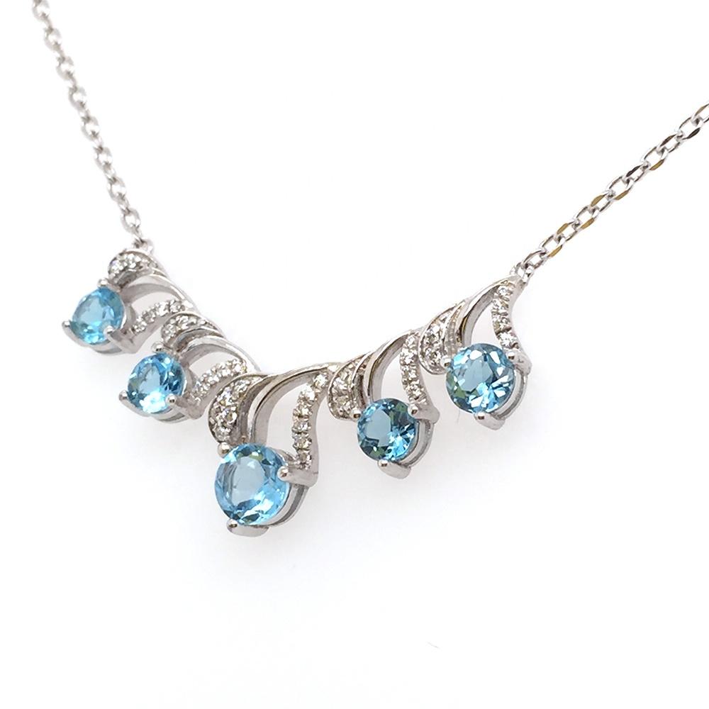 Ocean Topic Sea Spray Shape Blue Zircon Statement Necklace Jewelry Wholesale