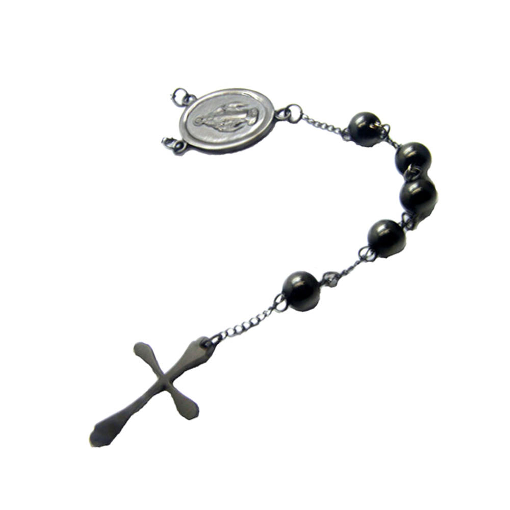 product-BEYALY-Black Rosary Design Cross Stainless Steel Jewelry Necklace-img-2