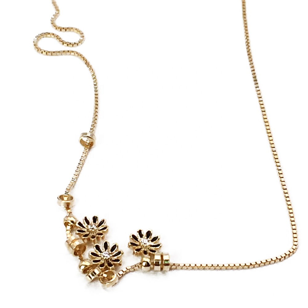 Gold Flower Design Silver Jewelry Necklace Making Supplies